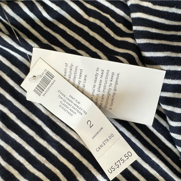 CHICO’S Linen striped Henley tee 🤍 - Picture 15 of 16